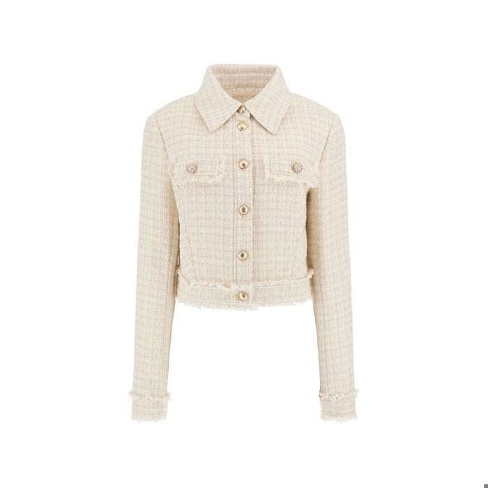 Veste courte femme Guess Daphnee cream tweed combo Cdiscount