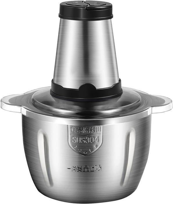 Hachoir électrique 600 W – Bol Inox 2 L, 3 Vitesses, Pour Viande, Légumes, Noix