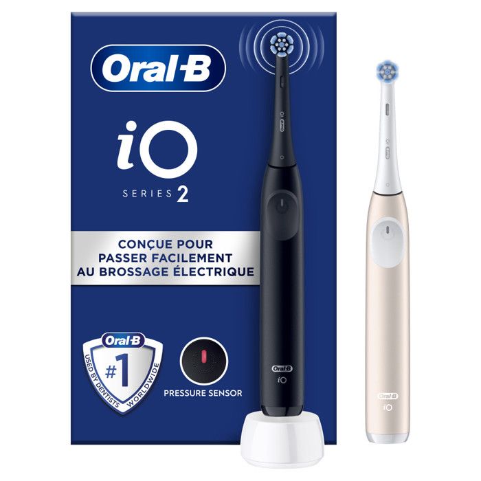 Oral-B iO2 Brosses À Dents Électriques Noire et Rose Clair