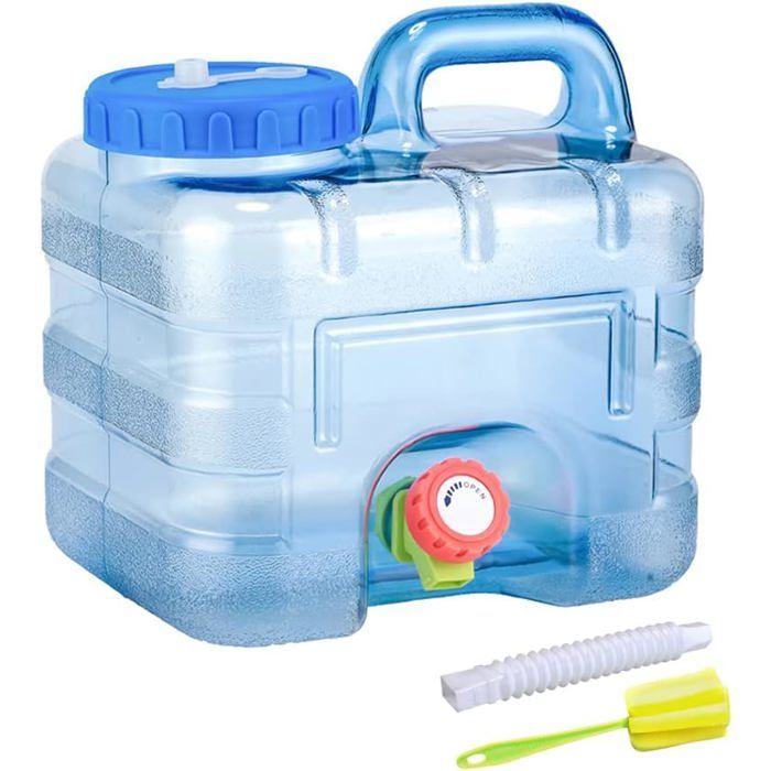 Bidon D'Eau 30L Bleu - Réservoir Eau Potable Acier Galvanisé Avec Robinet - Camping Et Stockage