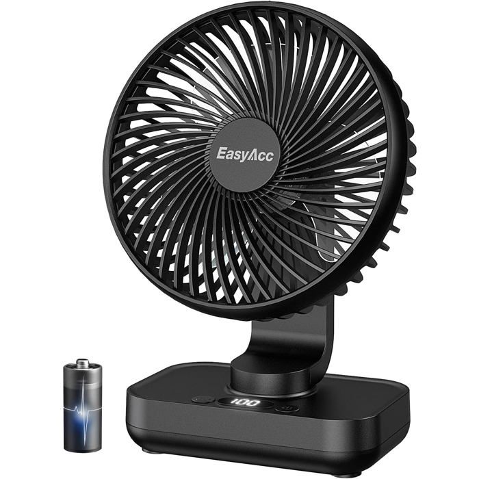 Ventilateur rechargeable USB, batterie 4000 mAh, petit ventilateur de bureau puissant, 4