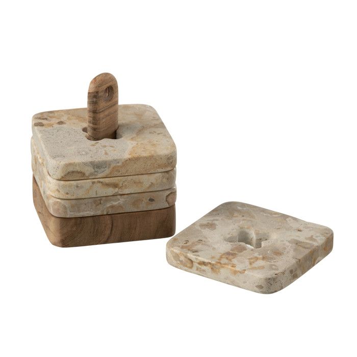J-Line dessous de verre - marbre/bois - beige - 4 pièces J-Line dessous de verre - marbre/bois - beige - 4 pièces