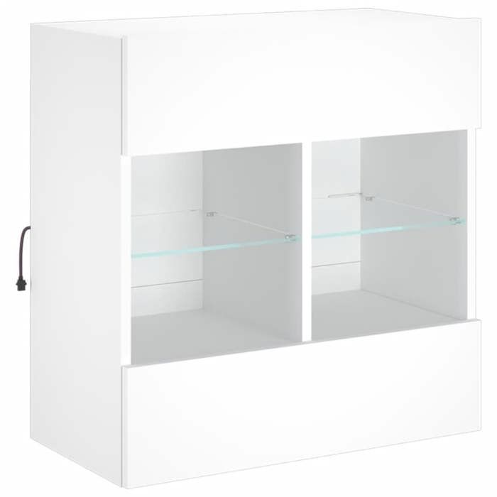Blanc Meuble TV Flottant Console Multimédia avec lumières LED blanc 58 5x30x60 5 cm LV898
