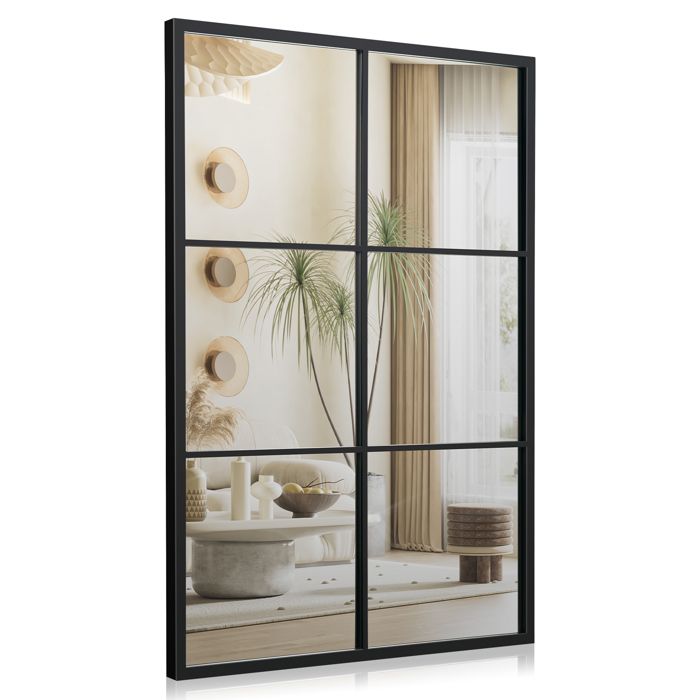 70 x 100 CM Miroir Murale Rectangulaire COSTWAY à 3 Couches Cadre en Métal Suspension Verticale Horizontale pour Salon Chambre