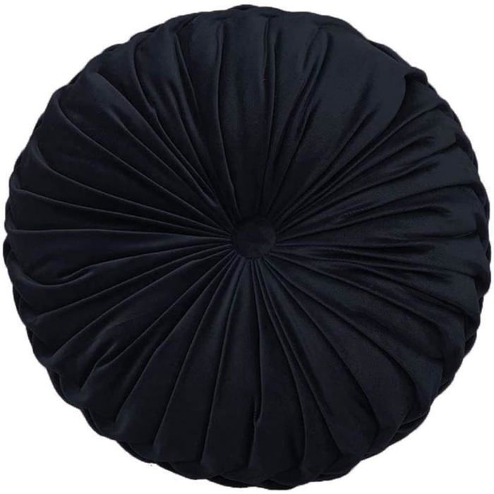 ®TONLRGY Coussin de chaise rond en velours coussin de sol décoratif pour canapé 35 cm noir