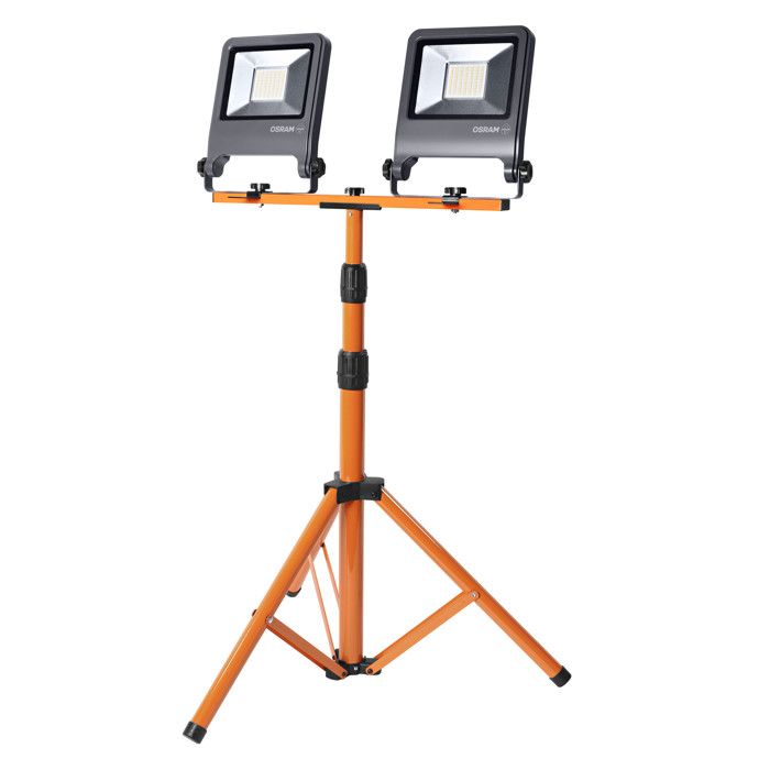 OSRAM Lampe de travail LED Trépied 2x50W 840 4000K blanc froid 9000 lm IP65 réglable en hauteur 1 8m 360°
