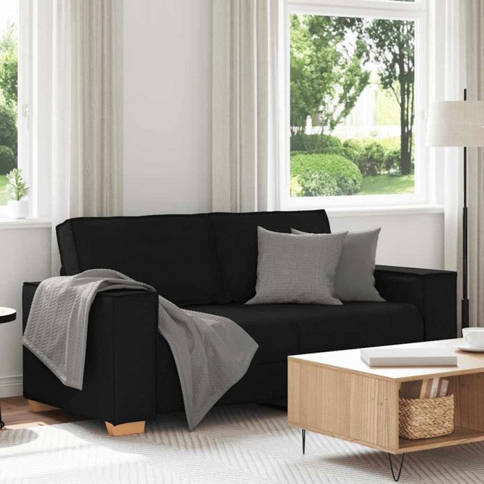 Canapé 2 places Noir 140 cm Tissu