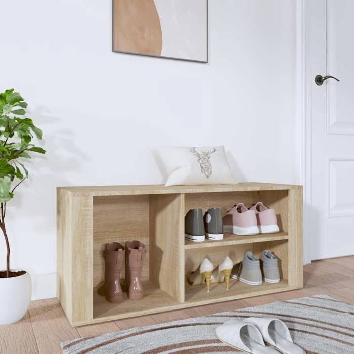 Armoire à chaussures-Meuble à chaussures-Étagère de rangement Chêne sonoma 100x35x45cm Bois dingénierie 555645