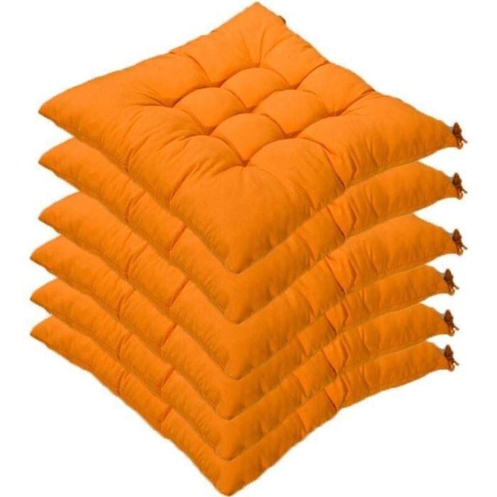 Coussins de chaise - AIMOONSA - Ensemble de 6 pièces - Carré 40x40x5 cm - Capitonné 9/16 pts - Lavable 30°C