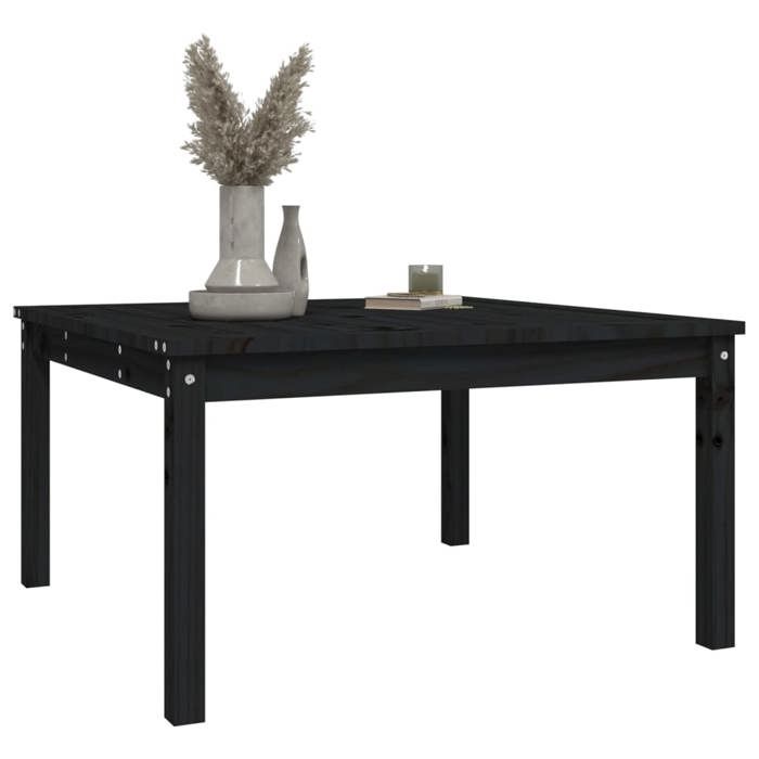 Table de jardin en bois de pin - WIENS - Noir - 825x825x45 cm - Bois massif - Style Scandinave Moderne - Cadre robuste