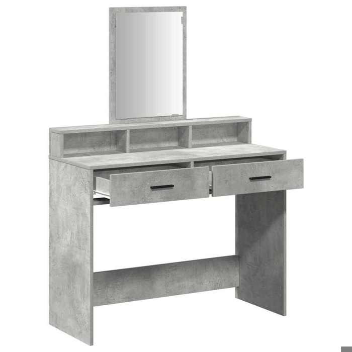 Moderne Coiffeuse pour Chambre - jills - Table de maquillage - Gris béton 100x41x140 cm - Bois dingénierie CCC620
