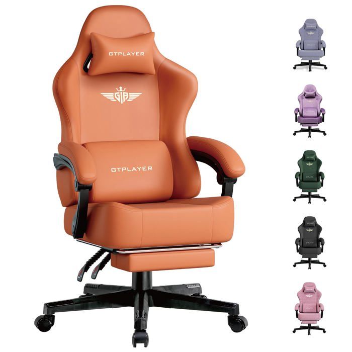 Chaise Gaming Ergonomique et Respirante Simili Cuir de Qualité Supérieure Dossier Inclinable 160° avec Repose Pieds