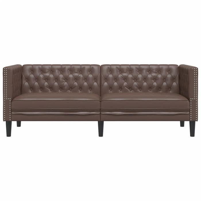 Promotion janvier Canapé Chesterfield à 3 places - MANGO - SOFA TRIPLE - marron similicuir 194x74.5x70.5 cm - SS250