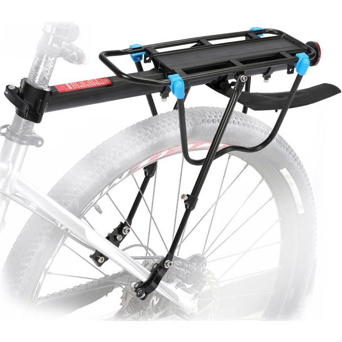 Porte Bagage Vélo Arrière avec Capacité 50KG Réglable Porte-Bagages Velo VTT Transporteur Tige de Selle avec Réflecteur Aile