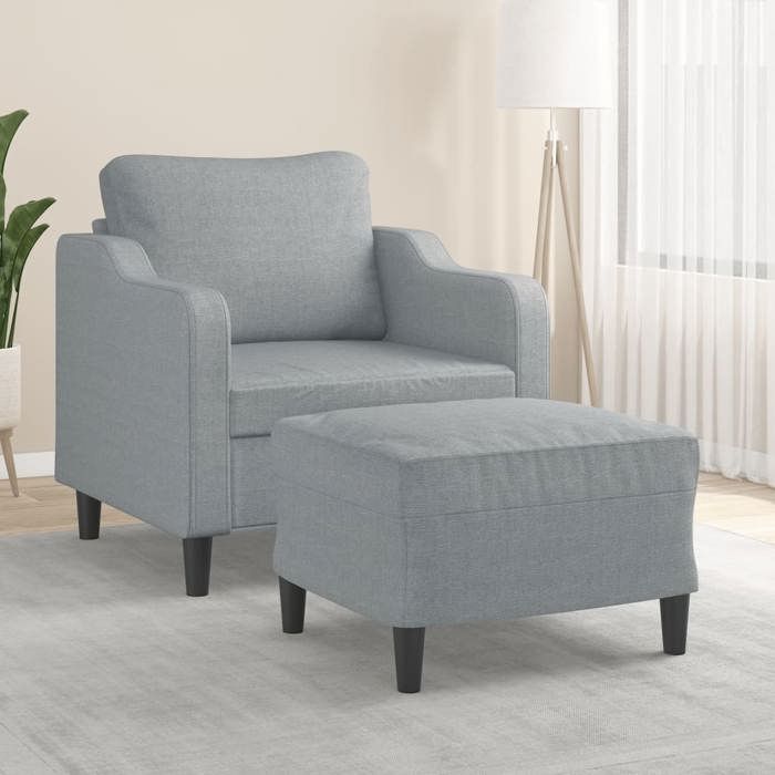 NEW 2026 Fauteuil avec repose-pied Gris clair 60 cm Tissu L2208
