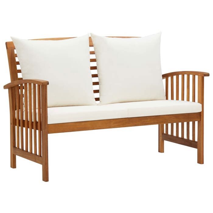 Blanc Magnifique Banc de jardin - 2 PLACES - avec coussins 119cm Bois solide dacacia 119x67x83cm - Banc Park CL3580458