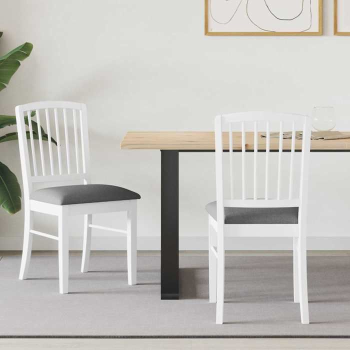 2 pcs Chaises de cuisine Blanc - Magnifique Chaises de salle à manger Classique Pour salon Blanc 50x52 5x91cm 8889