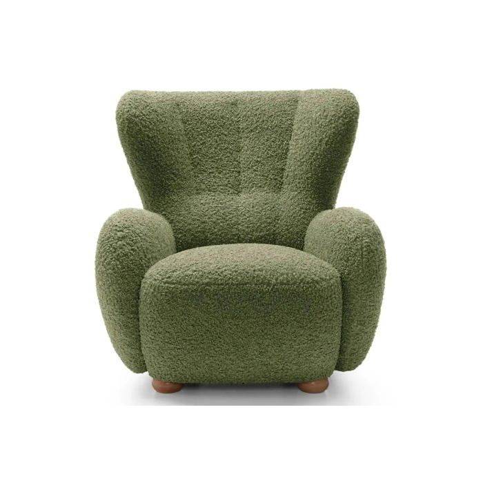 LILI - Fauteuil tissu bouclette - Vert LILI - Fauteuil tissu bouclette - Vert