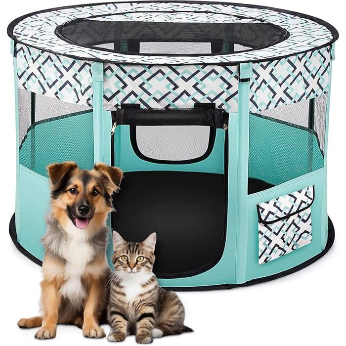 Enclos Pliable Vert L pour Animaux – Tente Respirante avec Sac de Transport – Parc Portable Chien Chat Lapin Parfait Campi CLAPIER