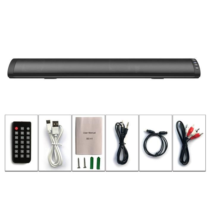 Enceinte barre Bluetooth 5.0 USB/AUX/TF/RCA son haute définition stéréo rechargeable home cinéma noir