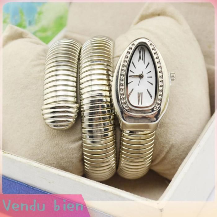 Garosa montre serpent Montre femme argent blanc cadran exquis à la mode en forme de serpent montre-bracelet pour bijoux bracelet