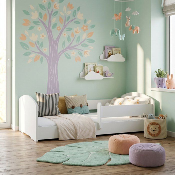 Lit enfant Montessori 70x140 avec barrière – Lit au Sol couleur blanche LEO