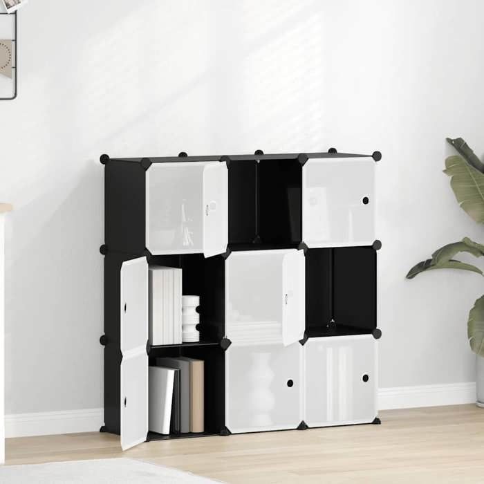 Cubes de Rangement avec Portes - COCO - Étagère de rangement - PP - noir - 945 x 315 x 935 cm - 9 pcs963034