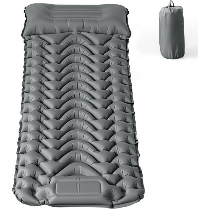 Matelas De Camping Gonflable Matelas Gonflable Résistant À LEau Portable Et Compact Randonnée 193X68X8Cm Gris