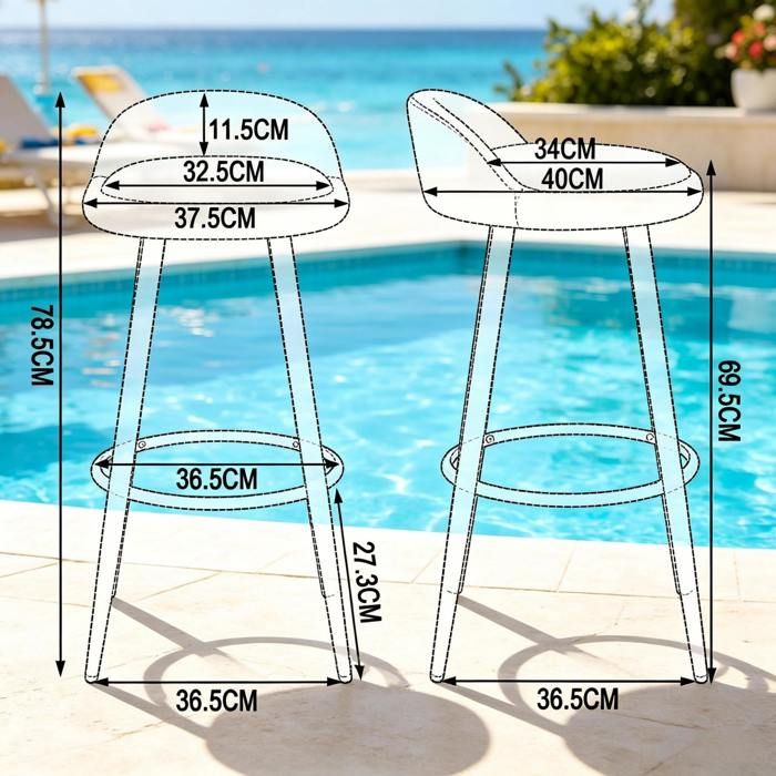 Tabouret de bar avec dossier 69 5 cm en velours gris fonce assise rembourree et pieds en metal 1 place ORVRYN