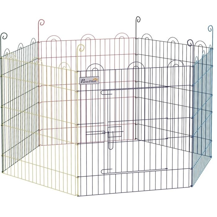 SENVIRO Parc pour chiots en métal multicolore modulaire verrouillable pour intérieur et extérieur Ø120 x 60 cm