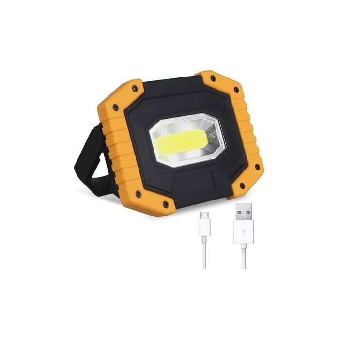 Projecteur Led Rechargeable 30w - 1pc - 2 Piles - 3 Modes Éclairage - Camping Chantier Garage