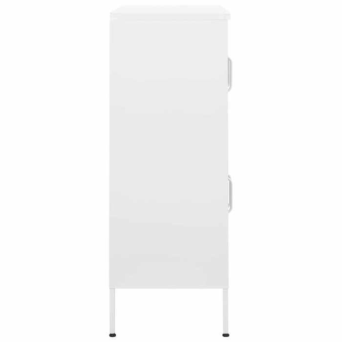 CHIC Armoire de Rangement Blanc 80 x 35 x 101 5 cm en acier avec 4 portes et étagères réglables &qiq25w