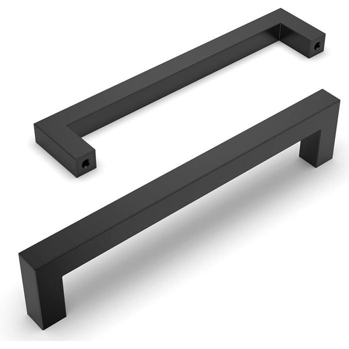 Lot de 15 Poignées de Meuble Entraxe 160mm Acier Inoxydable Noir pour Pcard Tiroir et Armoire de Cuisine Noir