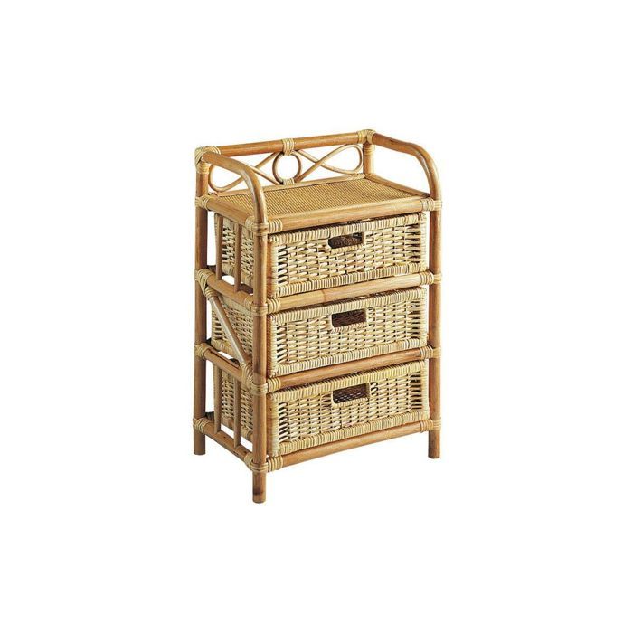 Commode en rotin - AUBRY GASPARD - NCM 1080 - 3 tiroirs - Marron - Essentiel Commode en rotin - AUBRY GASPARD - NCM 1080 - 3 tiroirs - Marron - Essentiel