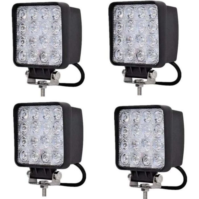 WISDOM 4PCS 48W Phare de Travail Carre a Leds Angle 60 DC 12V-24V Quad  Camion Bateau Tracteur Offroad Impermeable - Cdiscount Auto