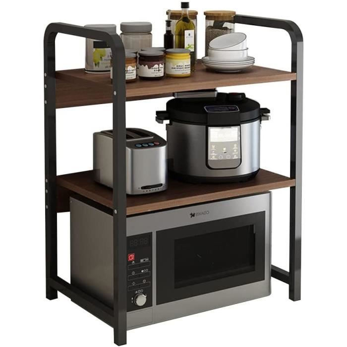 Étagère Support Micro-Ondes 2 Niveaux - 57x38x38cm Blanc, Rangement Cuisine Robuste Et Pratique