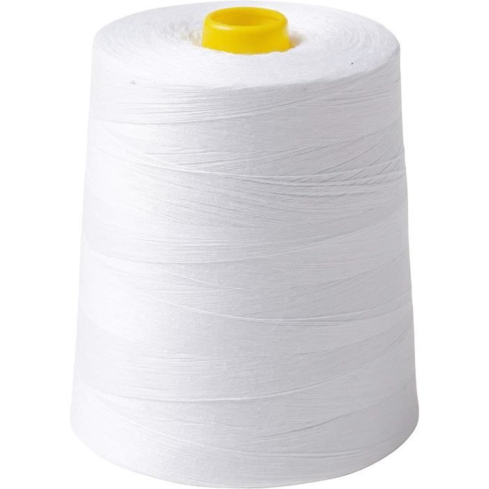 Fil à Coudre IPEA - Bobine Géante De 9000 Mètres - Polyester Solide Pour Machine Et Surjeteuse - Blanc
