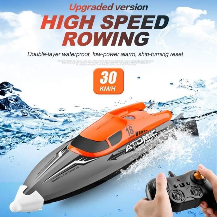 Mini Bateau RC électrique étanche – Télécommande 20-30 M, Vitesse Rapide, Pour Piscine Ou Lac – Rouge (piles Non Incluses)