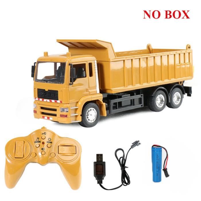 Camion Benne Télécommandé 2,4 GHz – Échelle 1:64 – Effets Sonores Et Lumières – Pour Enfant – Autonomie 60 Min