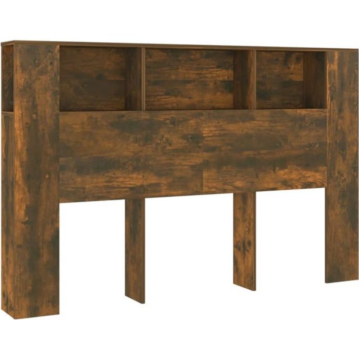 Tête de lit avec rangement accessoire de lit table de chevet etagère 160 par 185 par 1045 MDF marron