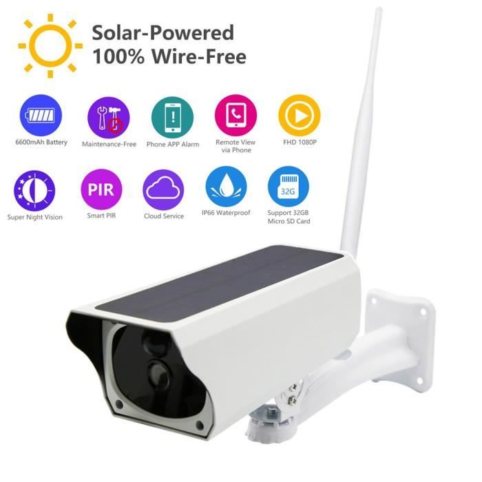 Système d'alarme solaire WIFI visuel de surveillance à distance sans fil de caméra de sécurité 2MP