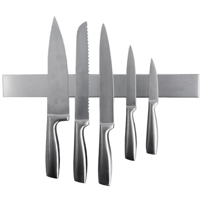 QUINTESSIO - Barre aimantée pour couteaux - Barre magnétique en acier inox  40 cm - Support couteau de cuisine - Aimant couteau mural - Barre aimantée  porte couteaux - Porte couteaux aimanté - noir : : Cuisine et  Maison