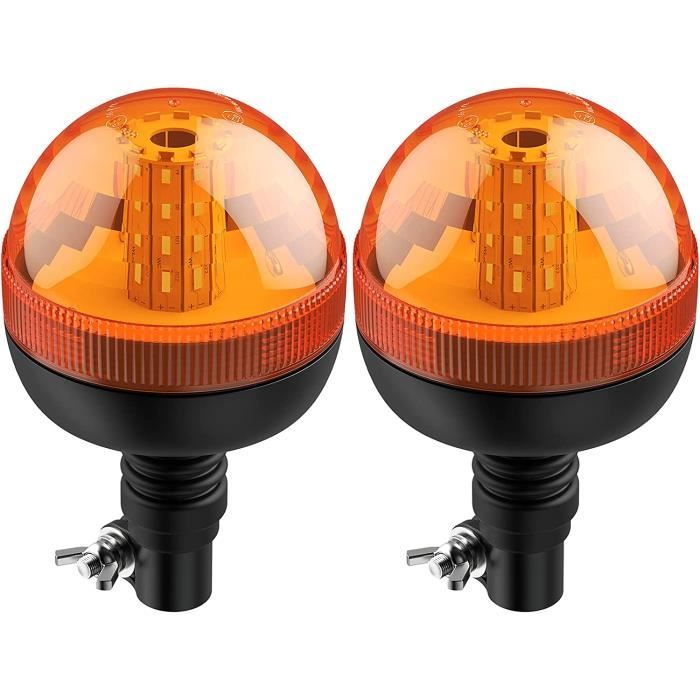 Gyrophare LED Orange 40 LEDs E9 R65 IP65 - 12V/24V - 3 Modes + Support U - Autonet