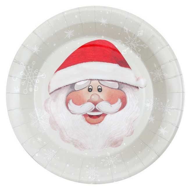 Assiettes Carton Père Noël - Lot De 60, Diamètre 23 Cm, 4 Motifs Festifs - Pour Fêtes De Noël, Décoration Table, Vaisselle Jetable Pratique