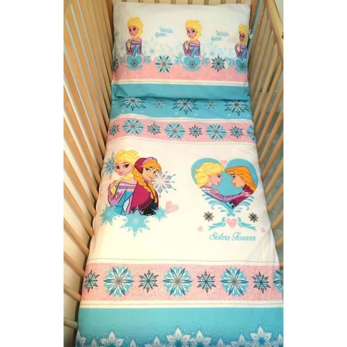 Reine Des Neiges Elsa Anna Parure De Lit Enfant Bebe Housse De Couette Taie Oreiller Cdiscount Maison