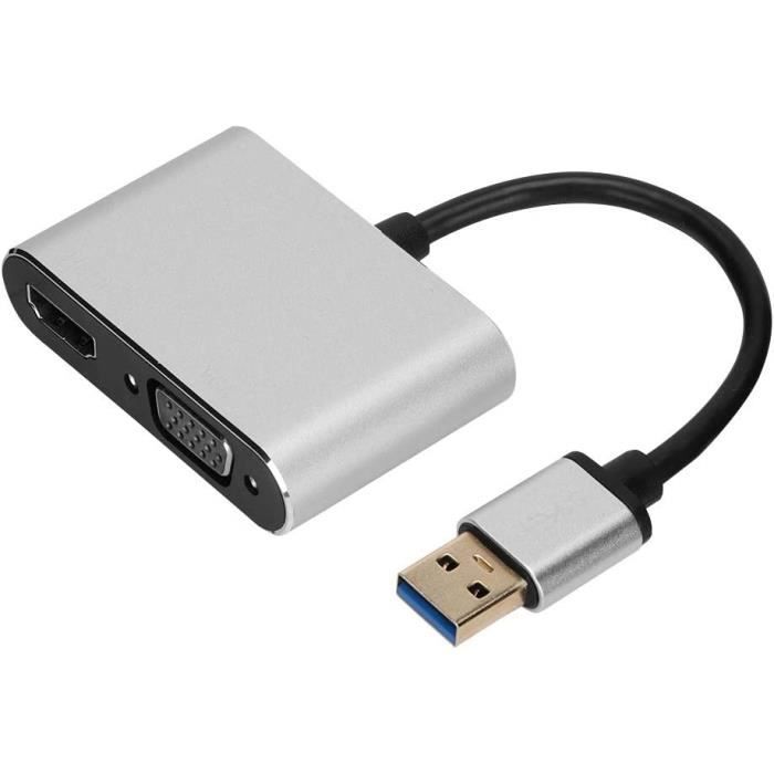Adaptateur USB 3.0 Vers HDMI/VGA NOMOY - 1080p - Pour Windows 7/8/10 - Double écran