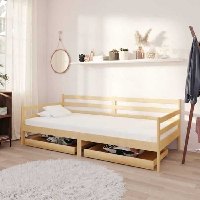 jili* lit de jour-lit de repos-canapé-lit - avec tiroirs 90x200 cm bois de pin massif[1863]