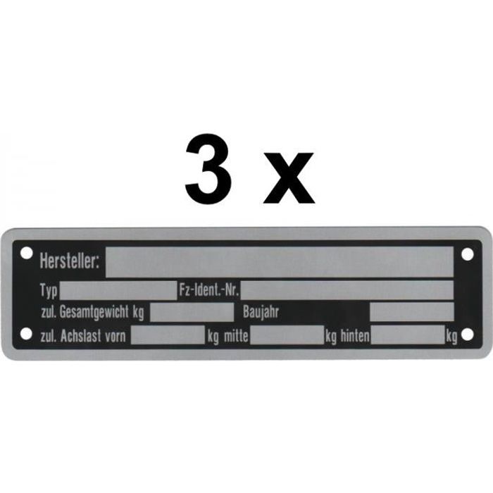 3 x Plaque signalétique vierge Remorque neutre Vers 4 Cdiscount Auto