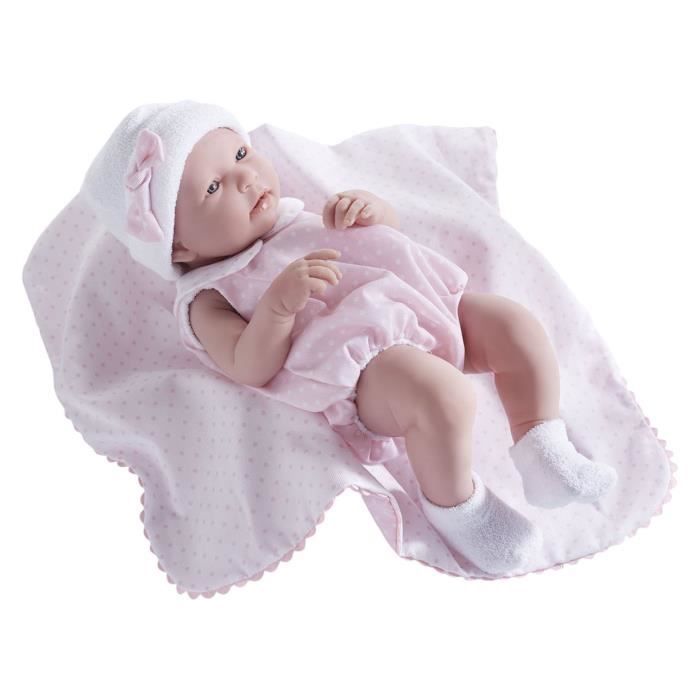 Poupee La Newborn en vinyle rose avec tenue et couverture. Veritable fille Cdiscount Jeux Jouets