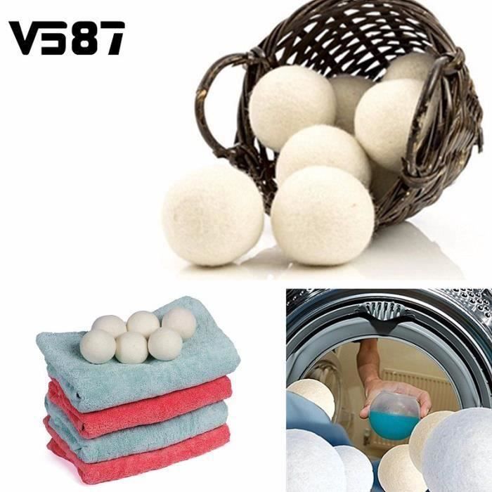 6pcs Balle de Lavage Boule Laine Sèchelinge Réutilisable Naturel Bo70377 Cdiscount Electroménager